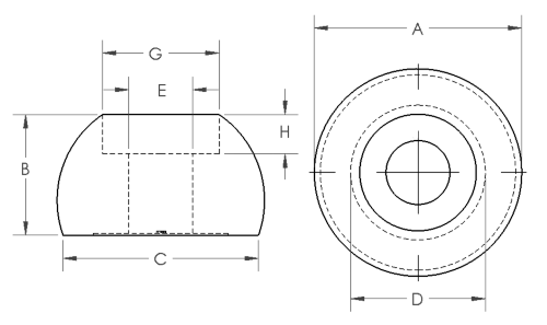 Truncated Ball with Counterbored Hole